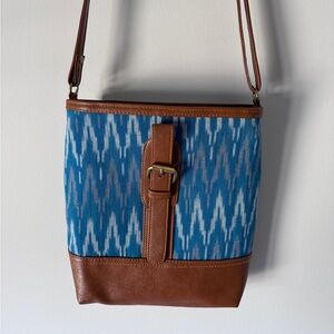 Blue ikat crossbody bag